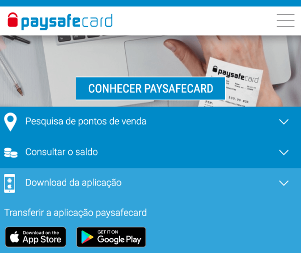 PaysafeCard homepage