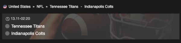Betfinal NFL Tennessee Titans x Indianopolis Colts 13-11-20